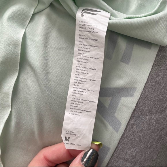 Fabletics Mint Green Cropped Tee - Medium - Picture 3 of 7